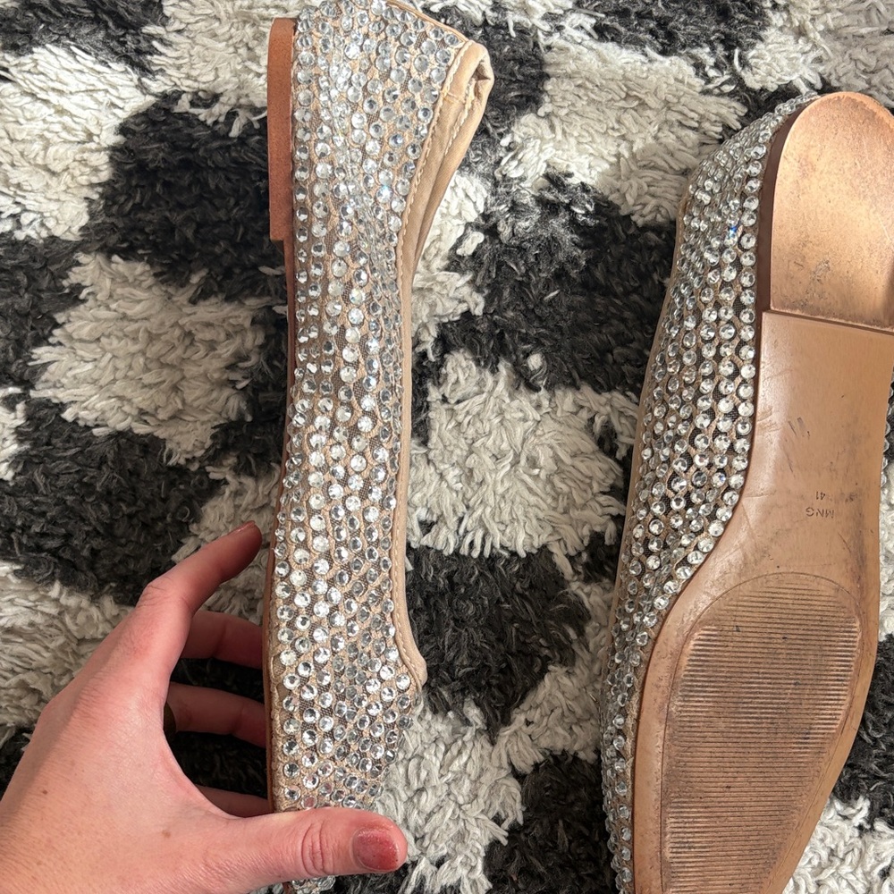 Mango Nude Crystal-Embellished mesh  Ballet Flats - Picture 6 of 8